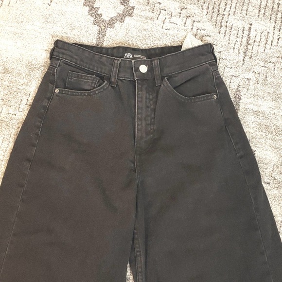 Zara women's Black Wide Leg Jeans sz 2 - Picture 2 of 7